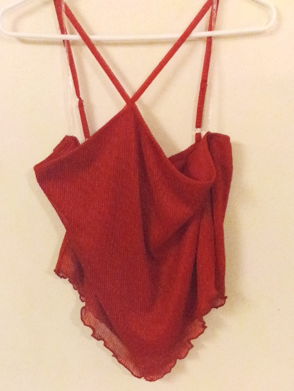 Brand New No Tags Boundaries Red Glitter Cami Top Size Large